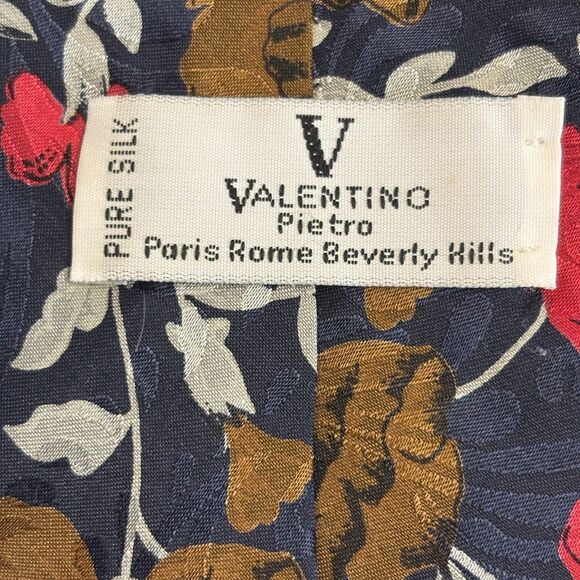 VTG Valentino Pietro Paris Rome Beverly Hills Floral Hand Fashioned  Silk Tie - Picture 7 of 10